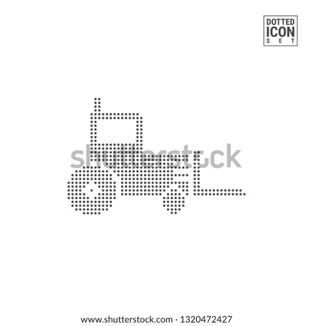 Tractor, Bulldozer Dot Pattern Icon. Farming Dotted Icon Isolated on White Background. Illustration or Design Template. Can Be Used for Advertising, Web and Mobile UI.