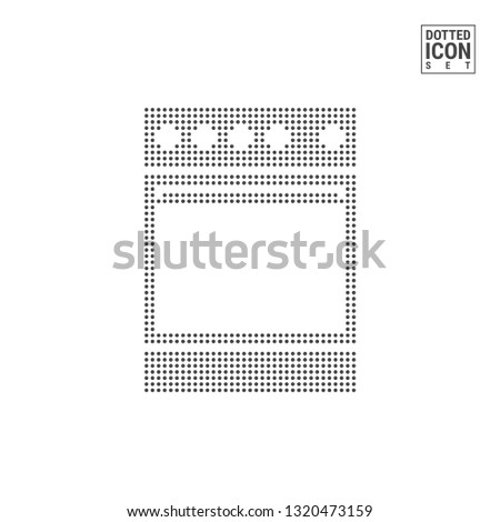 Kitchen Stove Dot Pattern Icon. Electric or Gas Cooker Dotted Icon Isolated on White Background. Illustration or Design Template. Can Be Used for Advertising, Web and Mobile UI.