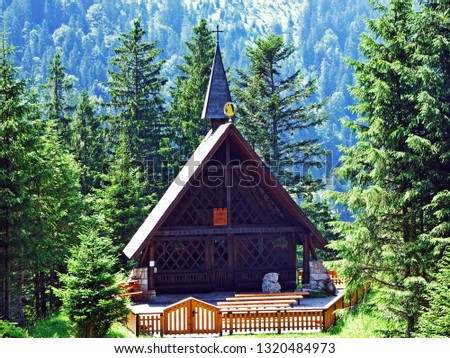 Simple wooden mountain chapel Canton of Appenzell Innerrhoden, Switzerland