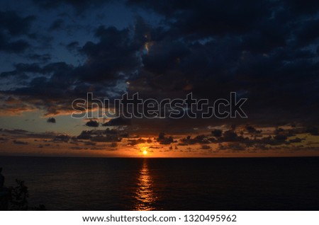 Brilliant Beautiful Purple and Orange Sunset on the Caribbean Sea