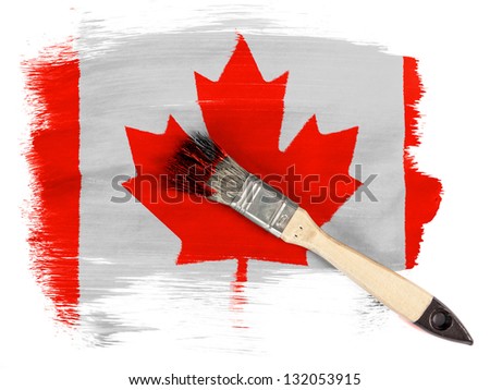 Canada. Canadian flag  painted with brush over it