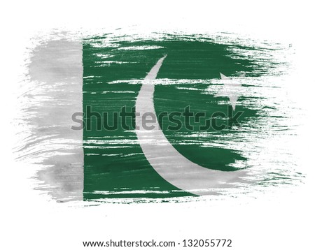 Pakistan. Pakistani flag on white background