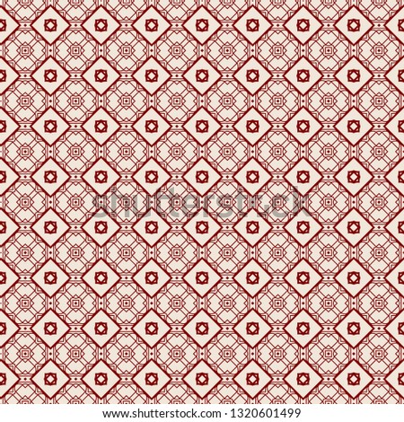 Abstract Vector Seamless Pattern With Abstract Geometric Style. Repeating Sample Figure And Line. For Fashion Interiors Design, Wallpaper, Textile Industry. red rose color.