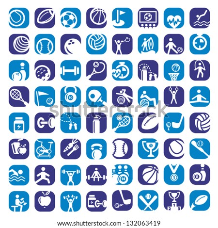 Big Colorful Sports Icons Set Created For Mobile, Web And Applications.