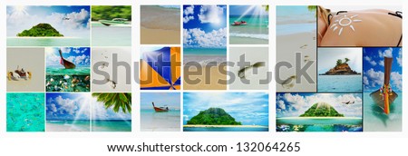 Collage  with beautiful holiday pictures of tropical beach