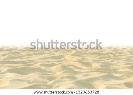 Beach sand dunes in the summer sun. On white background
