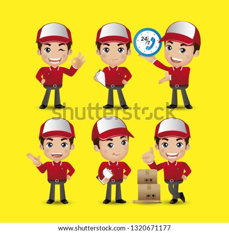 Profession - Delivery person with different poses