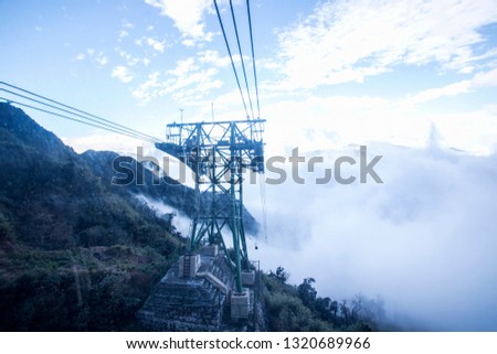 Cable car view on mountain landscape at Fansipan mountain in sapa, vietnam