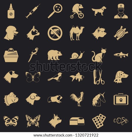 Help for animal icons set. Simple style of 36 help for animal vector icons for web for any design