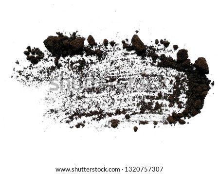 Soil from the garden. Pile soil isolated on white background. Soil dune with clipping path.