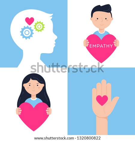 Emotional Intelligence, Empathy and Mental Health Concept Vector Illustrations Set.