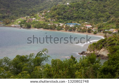 View of the Bay in the Caribbean sea on a clear Sunny day, the island of Tobago. Travel, world tourism.