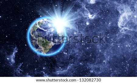 blue planet in beautiful space Elements of this image furnished by NASA
