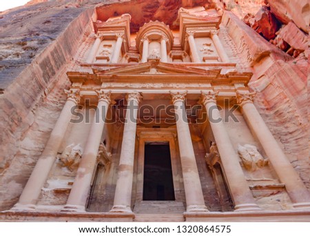 The new seven wonders of the world, Indiana Jones and the last Crusade, Ancient temple in Petra, Lost City, Jordan Royalty-Free Stock Photo #1320864575