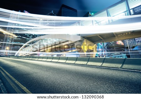 Highway and Hong Kong landscape at night