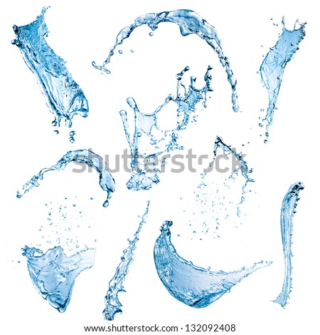 Set of water splashes isolated on white