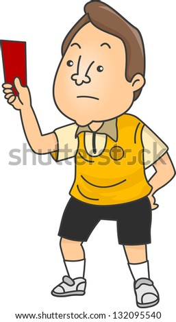 Illustration of an Upset Male Football Referee holding a Red Card
