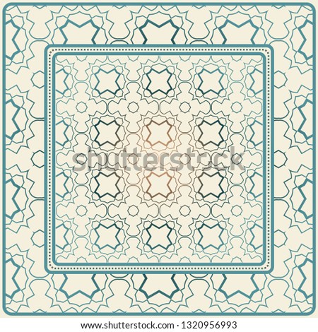 Decorative Ornament With Geometric Decoration. Symmetric Pattern . For Print Bandanna, Shawl, Tablecloth, Fabric Fashion, Scarf, Design.