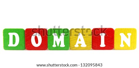 domain - isolated text in wooden building blocks