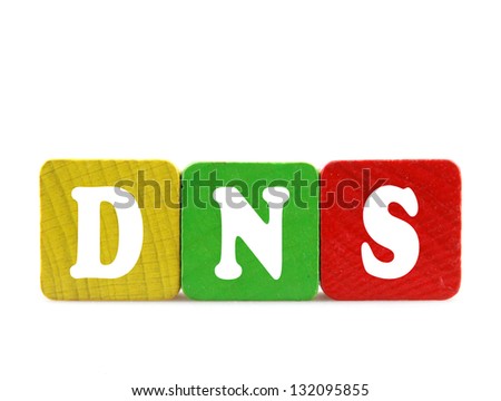 dns - isolated text in wooden building blocks