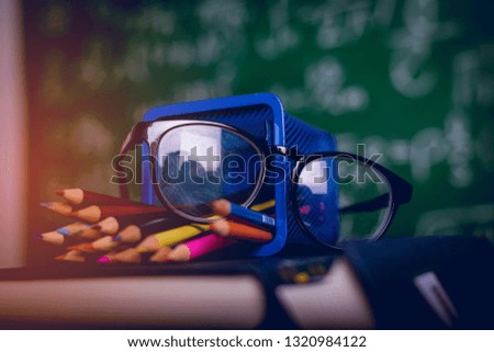 Educational equipment, boards and books Education concept With copy space