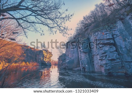 Beautiful mountain river, wilderness, canyon in spring