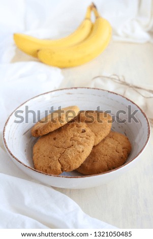 Vegan oat cookies on the light background Royalty-Free Stock Photo #1321050485