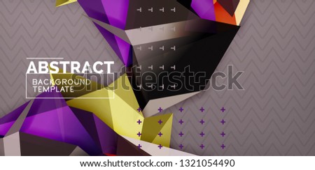 Color geometric abstract background, minimal abstraction design with mosaic style 3d shape, vector modern poster design