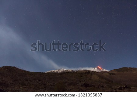 Etna volcano - lava flows and strombolian explosions from Southeast Crater