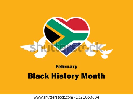 Black History Month illustration. Flag of South Africa in Heart shape. February 2019, African-American History Month. Important day