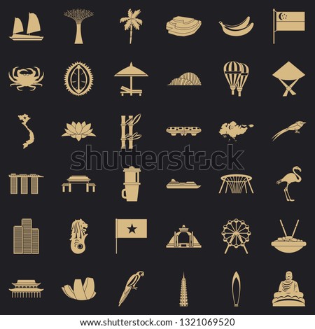 Asian culture icons set. Simple style of 36 asian culture vector icons for web for any design