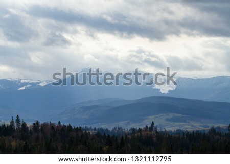 view of the Carpathian mountains in the snow