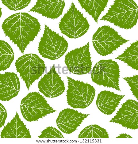 Seamless leafs green pattern, vector