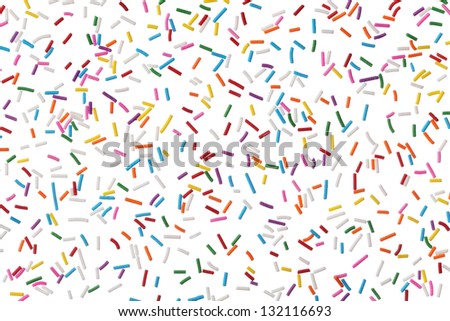 Colorful candy sprinkles isolated on white background Royalty-Free Stock Photo #132116693
