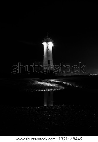 Perch Rock Lighthouse at New Brighton Wirral at night time 