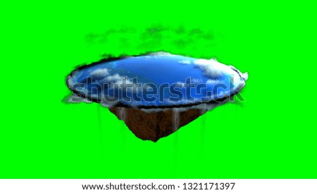 Flat earth with nature landscape, ancient belief in plane globe in form of disk, 3d rendering abstraction