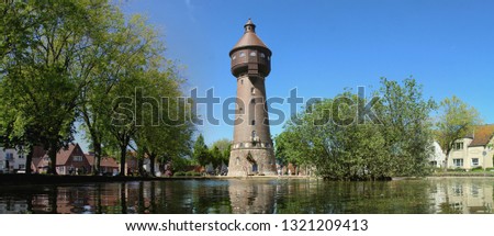water tower landmark city of heide germany Royalty-Free Stock Photo #1321209413