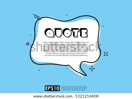 Illustration vector of typography design. Remark quote text box poster template concept. blank empty frame citation. Quotation paragraph symbol icon. double bracket comma mark. bubble dialogue banner.