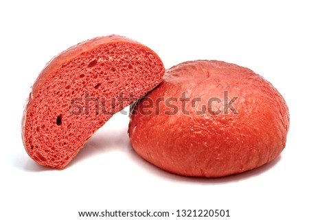 Red Hamburger bun isolated on white background