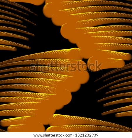 A hand drawing pattern made of yellow and orange on a black background.