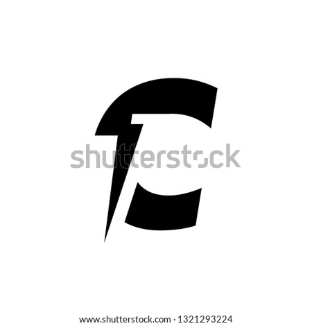 Letter C design lightning power symbol energy electricity logo icon bolt isolated on white background. Vector Illustration