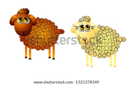 
Vector design of easter animals on a white background. Vector drawing rams.