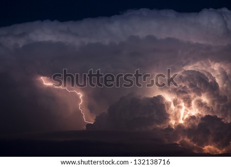 Thunderstorm with lightning over Bern, Switzerland, Europe