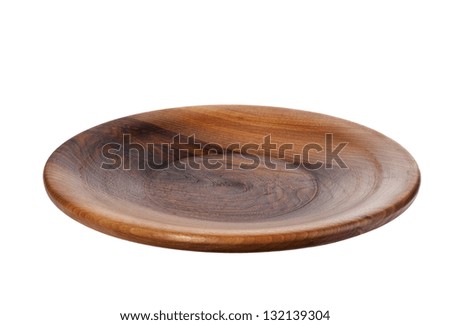 wooden plate over white Royalty-Free Stock Photo #132139304