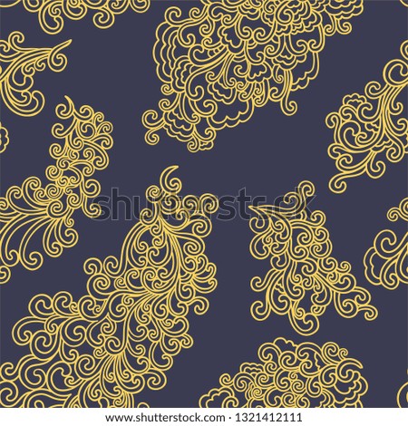 Doodle pattern. Vector illustration hand drawn. Thin line drawing. Swirls seamless background pattern , oriental style. Vector