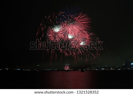 Fireworks Festival, fireworks isolated at night, beautiful, colorful, Fireworks on a lake water, Amazing fireworks, background, event, 