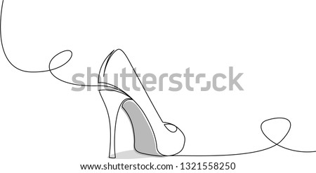 Continuous single line drawing of high heel  Royalty-Free Stock Photo #1321558250