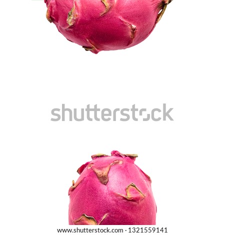 Dragon fruit Isolated photo Close-up pitaya fruits on a white background Template for banners with copy space