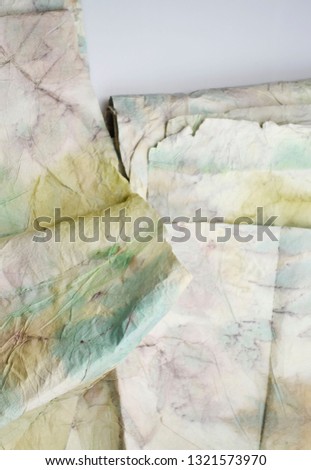 Crumpled paper with plant silhouette
