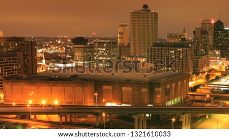 The Memphis, Tennessee skyline after dark